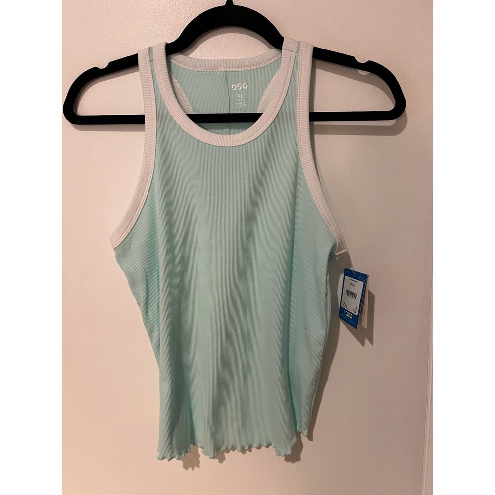 NWT DSG Girls Ribbed Ringer Racerback Tank Top Cotton Rib Size‎ XL Aqua